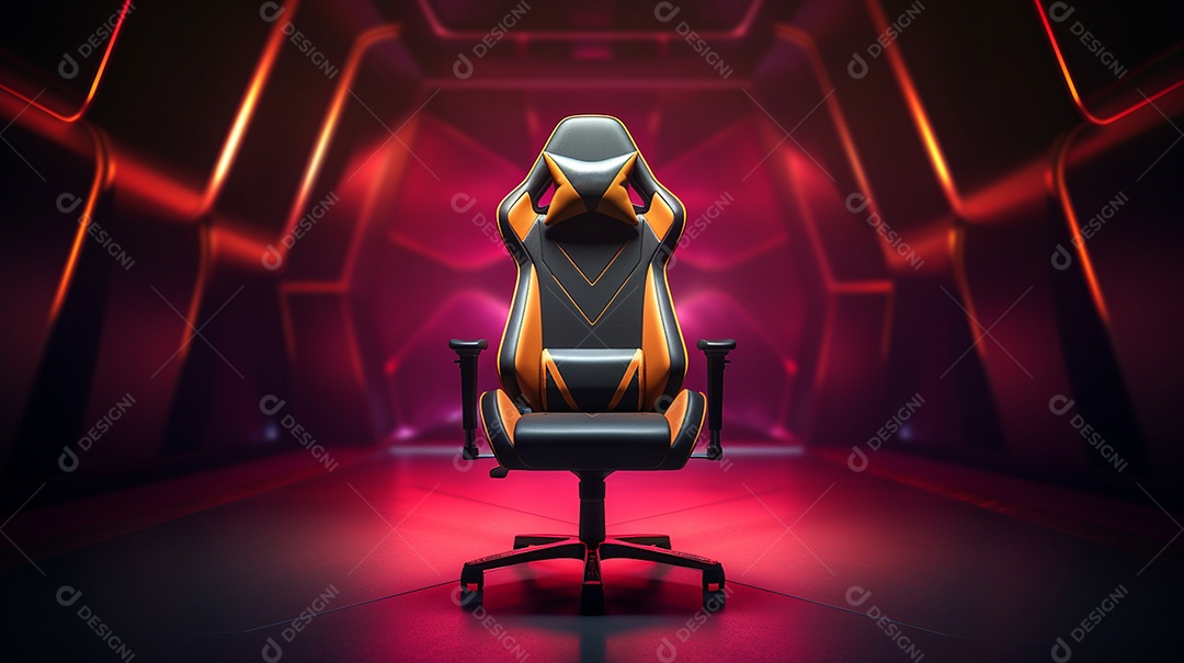 Cadeira de jogos em fundo de tecnologia brilhante