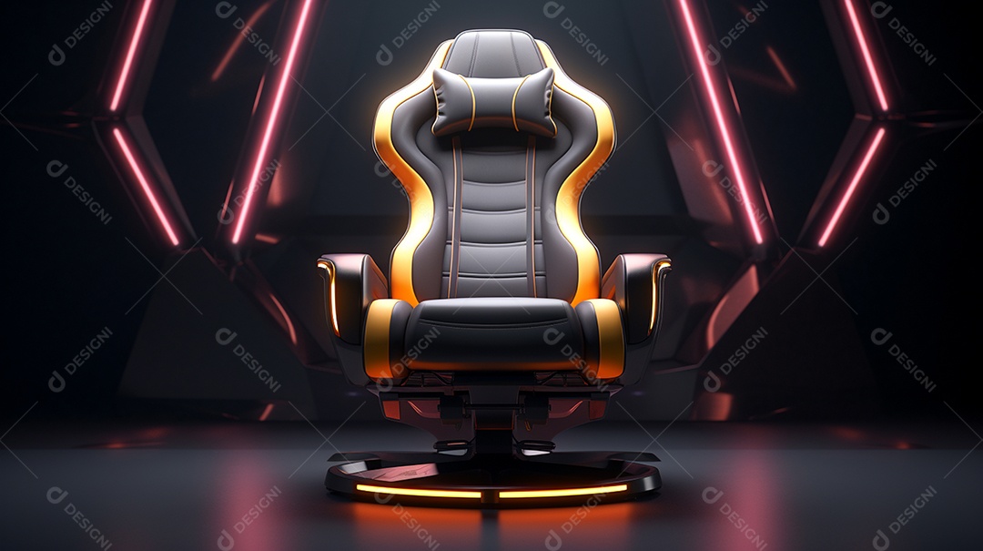 Cadeira de jogos em fundo de tecnologia brilhante