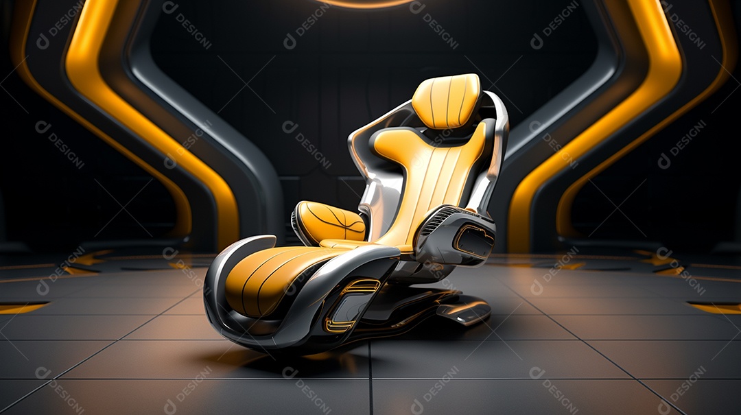 Cadeira de jogos em fundo de tecnologia brilhante