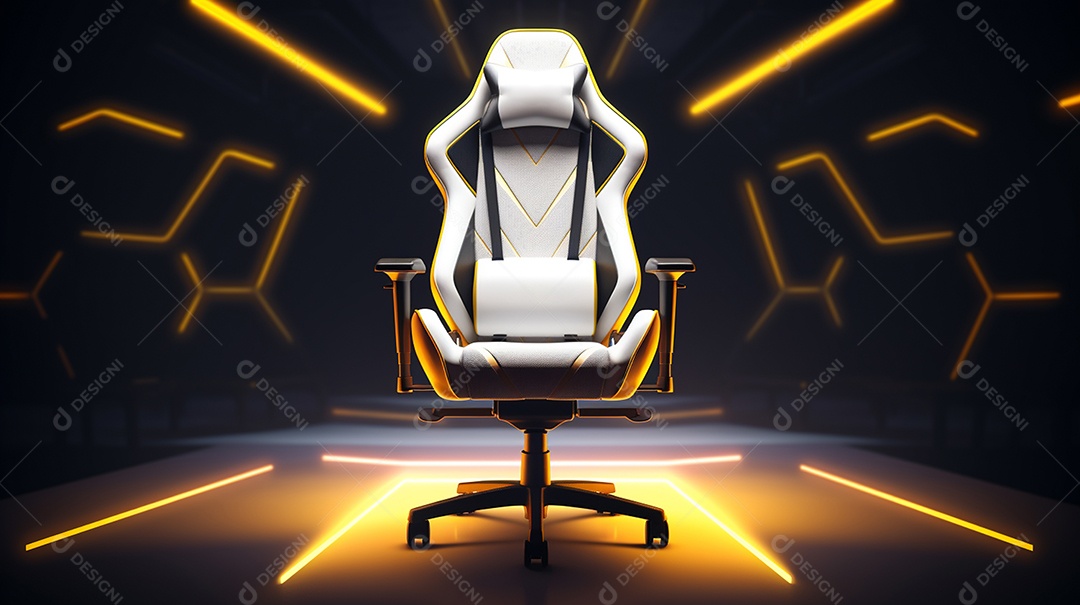 Cadeira de jogos em fundo de tecnologia brilhante