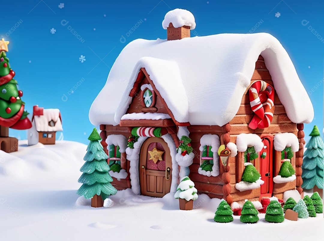 Ilustração casa decorada para natal