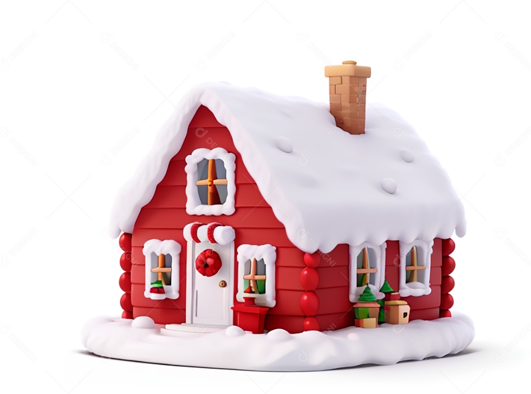 Ilustração casa decorada para natal