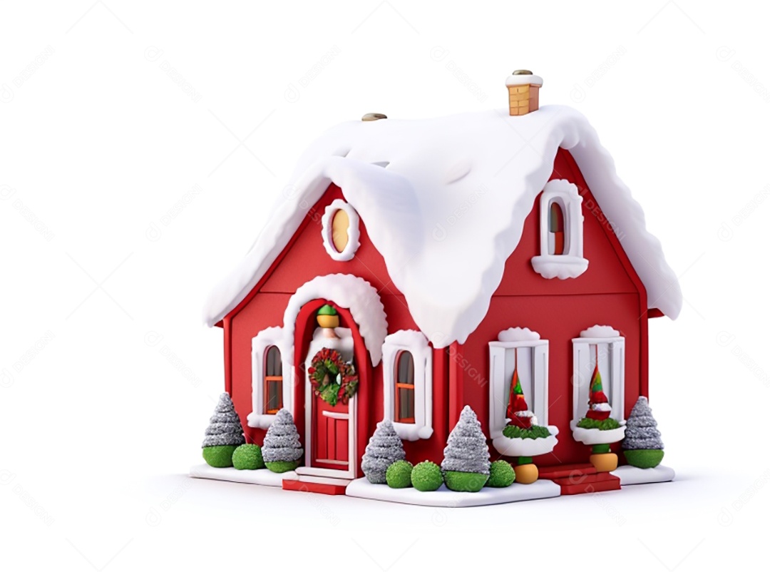 Ilustração casa decorada para natal