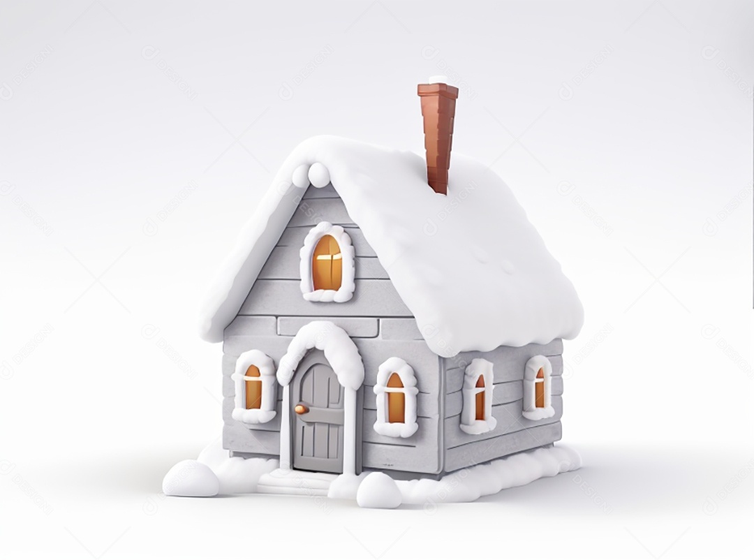 Ilustração casa decorada para natal em fundo branco