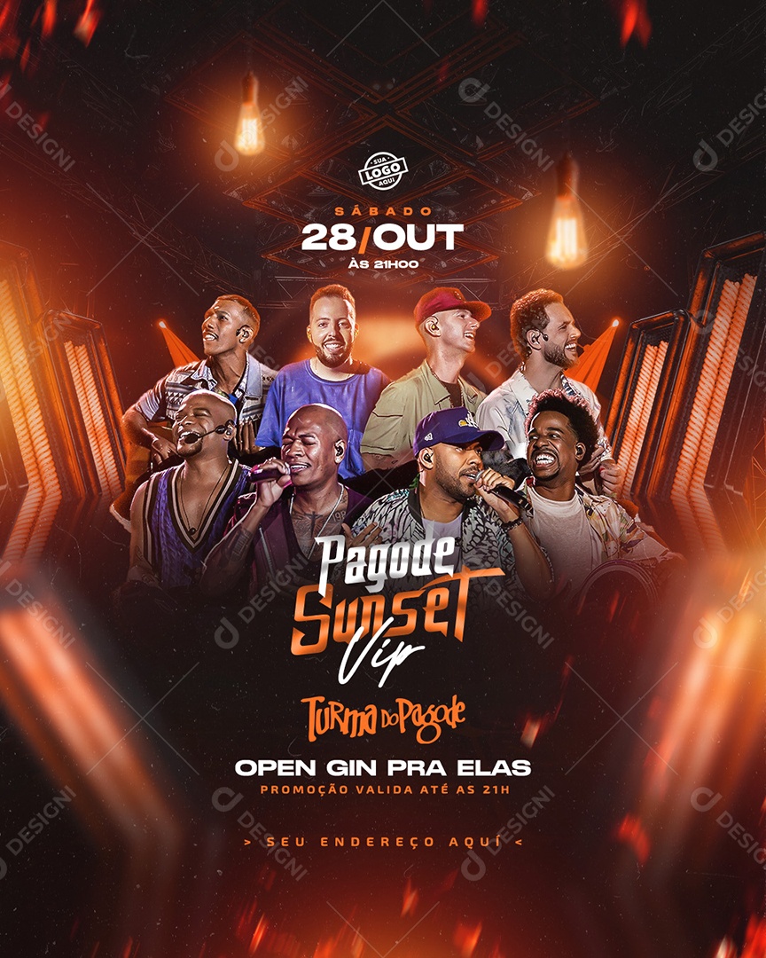 Flyer Feed Pagode Sunset Turma Do Pagode Social Media PSD Editável