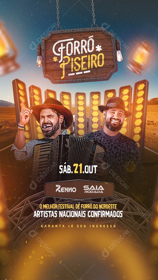 Social Media Flyer Story Forró Piseiro Renno Saia Rodada PSD Editável