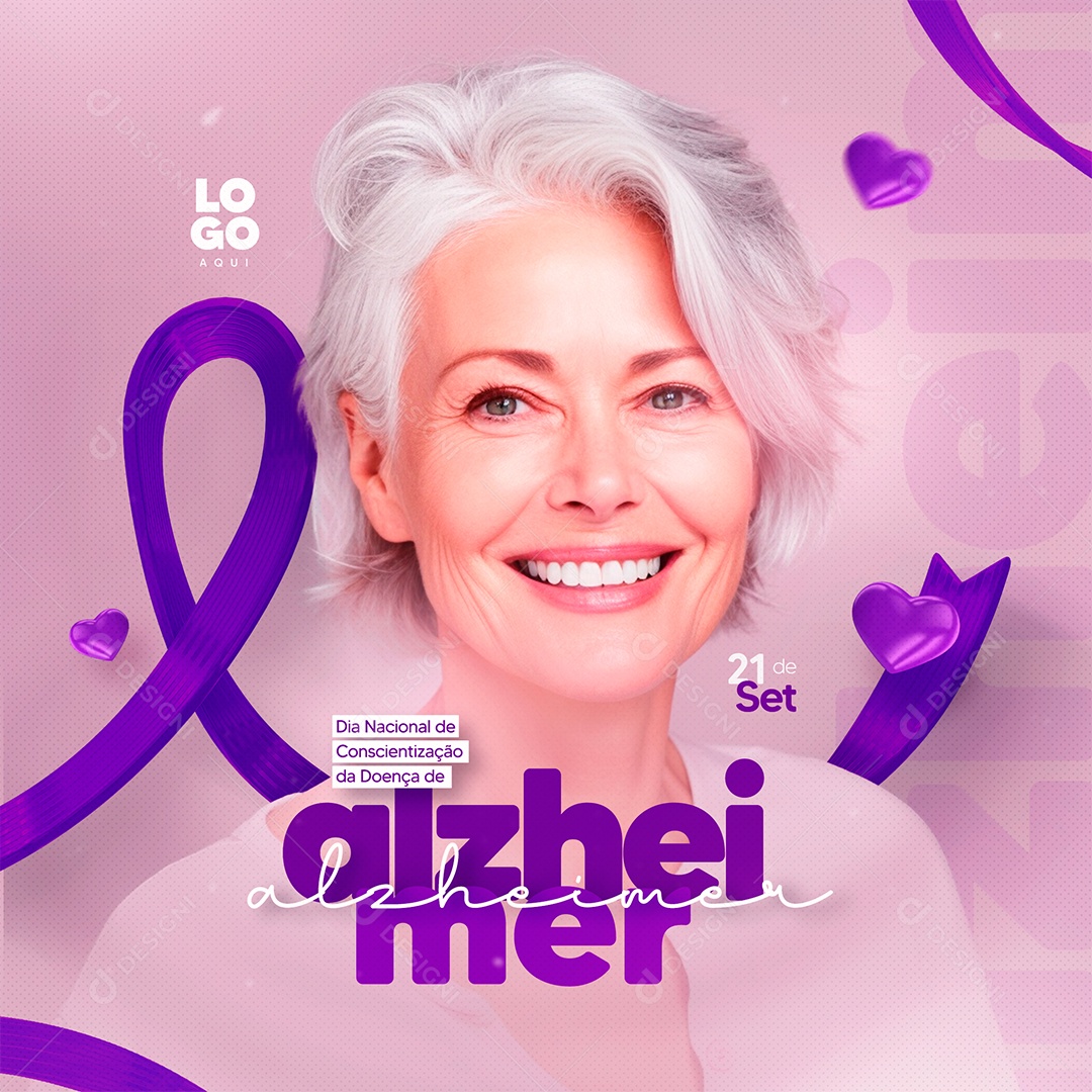Dia Nacional de Conscientização da Doença  de Alzheimer 21 de Setembro Social Midía PSD  Editável