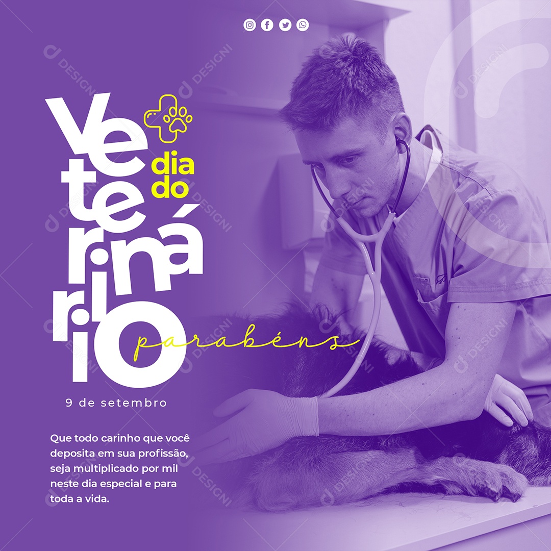 Dia Do Veterinário Parabéns Social Media PSD Editável