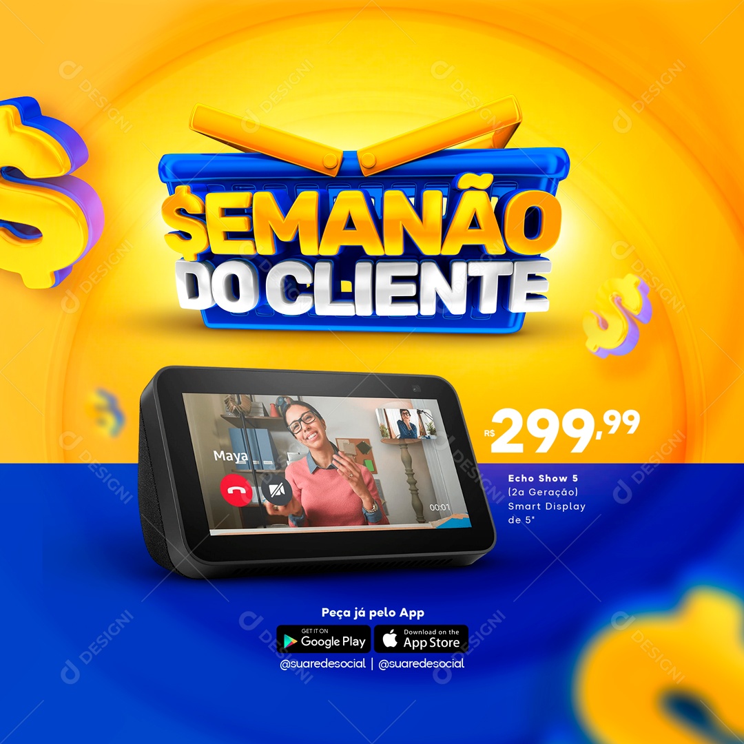 Social Media Semanão Do Cliente Echo Show PSD Editável