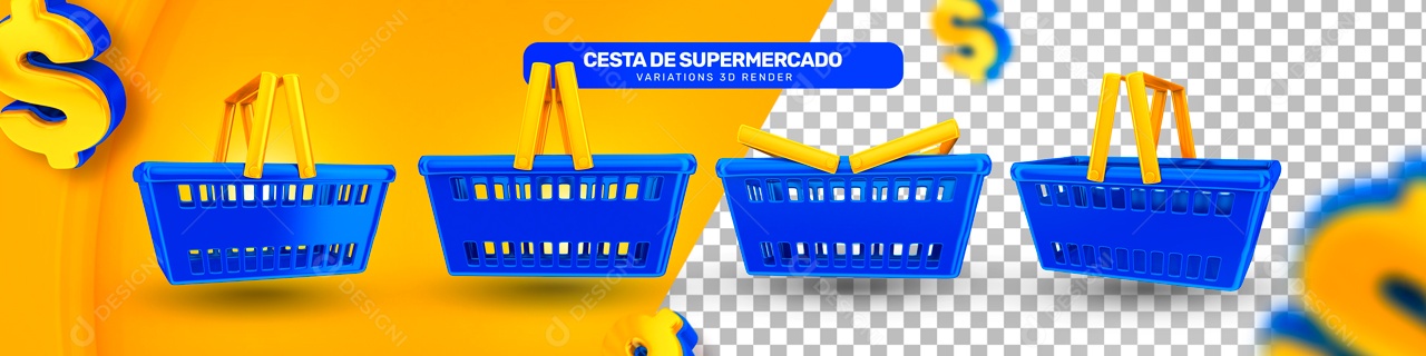 Elemento 3D Carrossel Cesta De Supermercado Para Composição PSD
