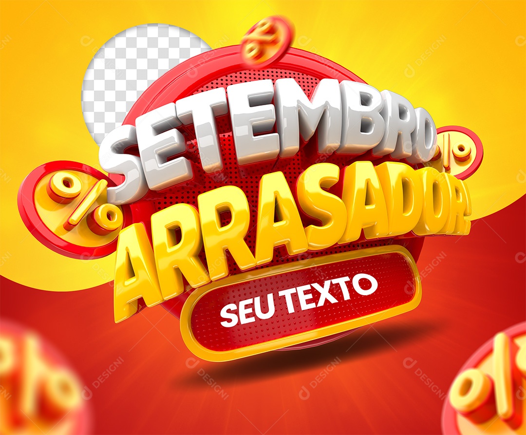 Setembro Arrasador Selo 3D para Composição PSD