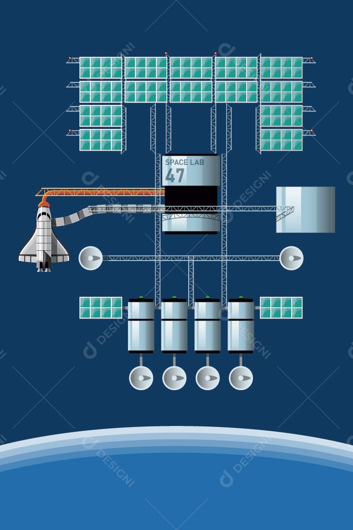 Estação Espacial Ilustração Vetor EPS