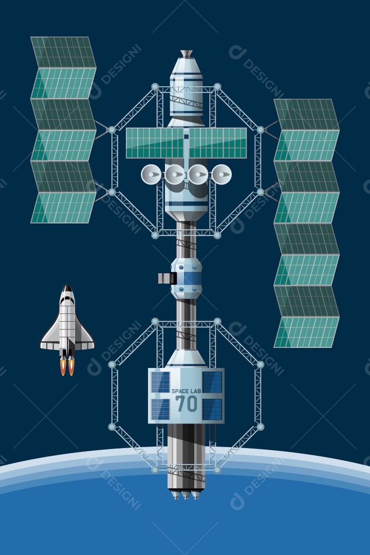 Estação Espacial Ilustração Vetor EPS