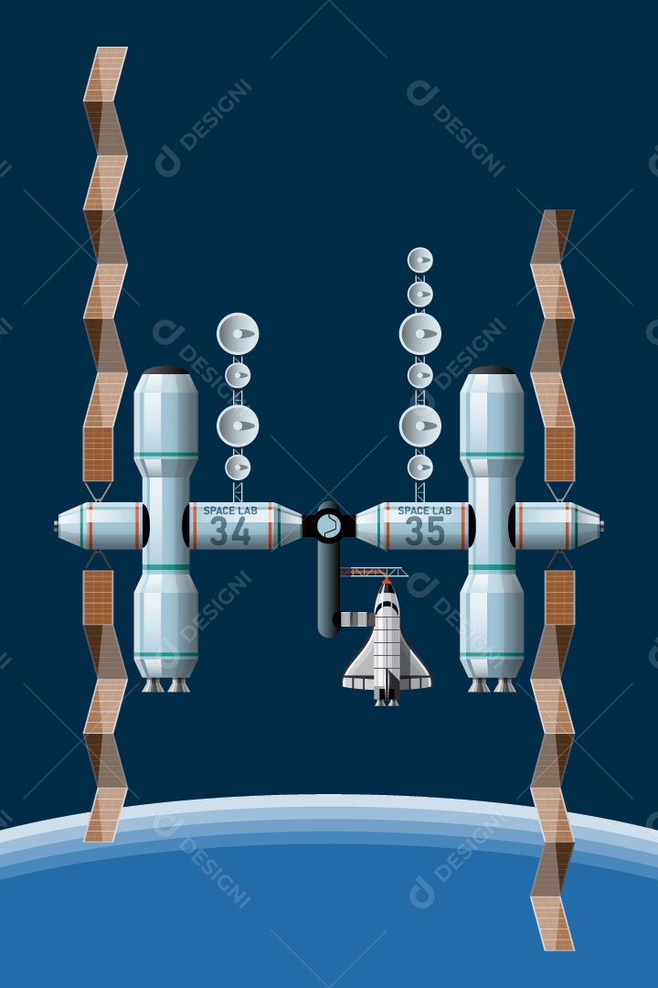 Estação Espacial Ilustração Vetor EPS