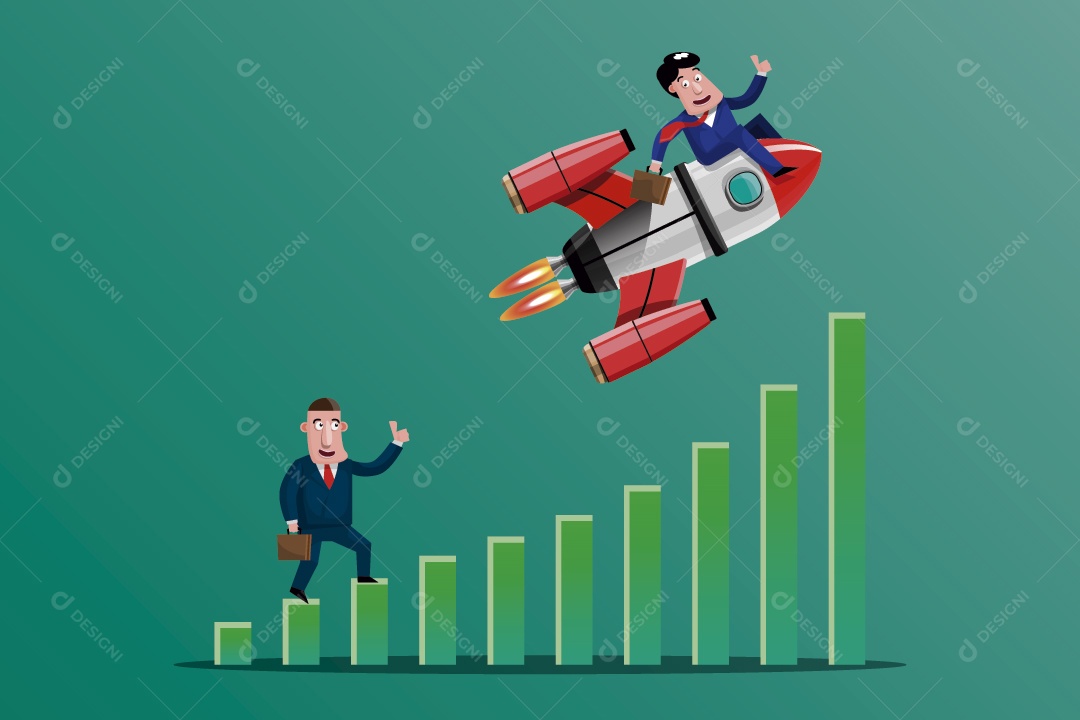 Empresário no Foguete Rumo ao Sucesso Ilustração Vetor EPS
