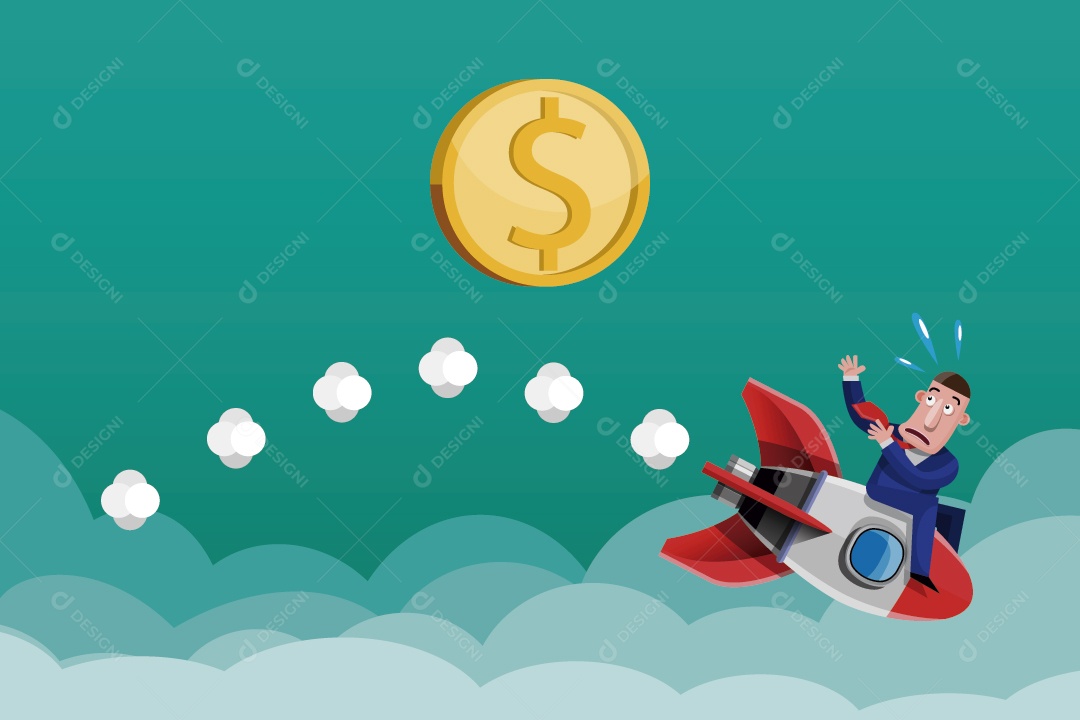 Empresário no Foguete Rumo ao Sucesso Ilustração Vetor EPS