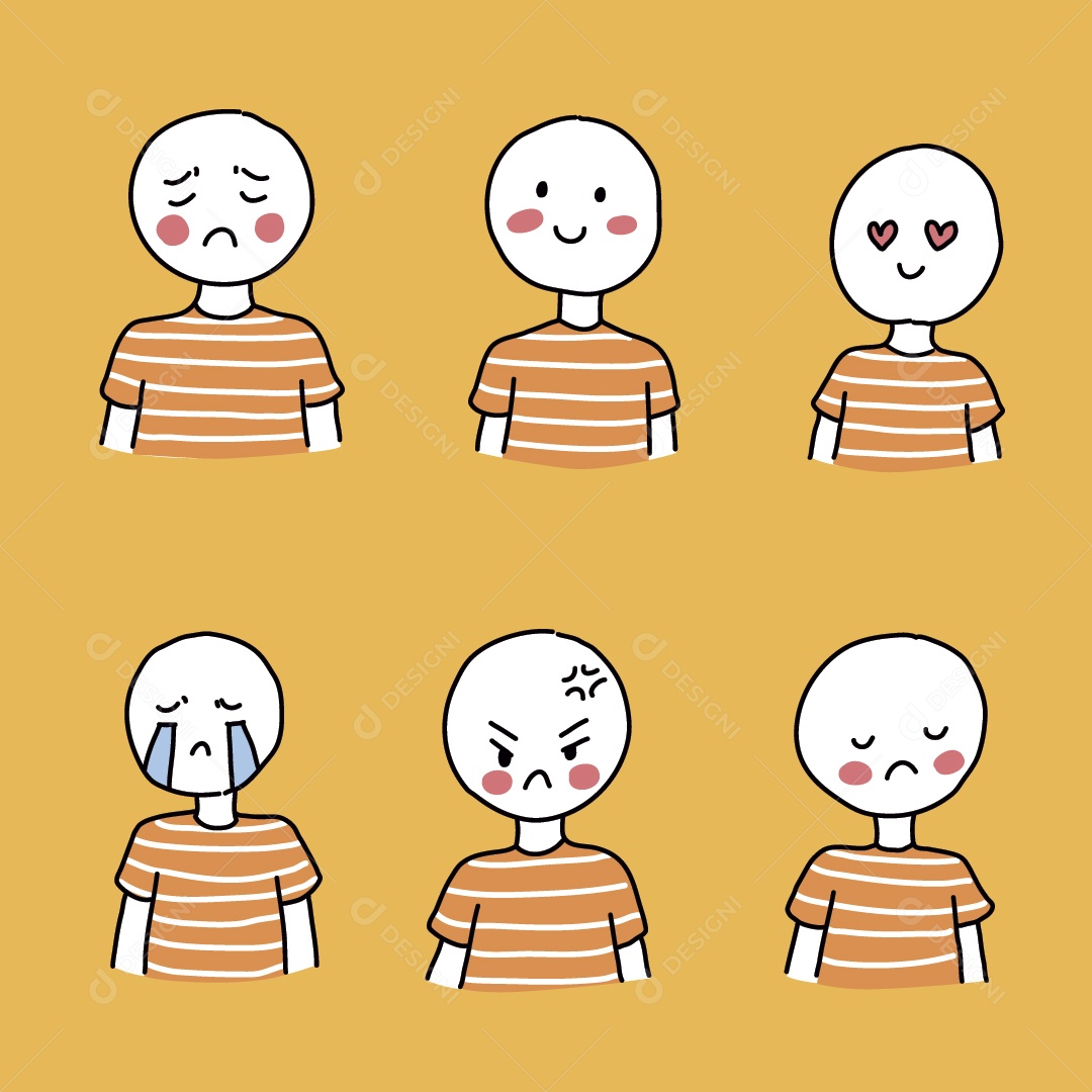 Expressão Facial de Personagem Ilustração Vetor EPS