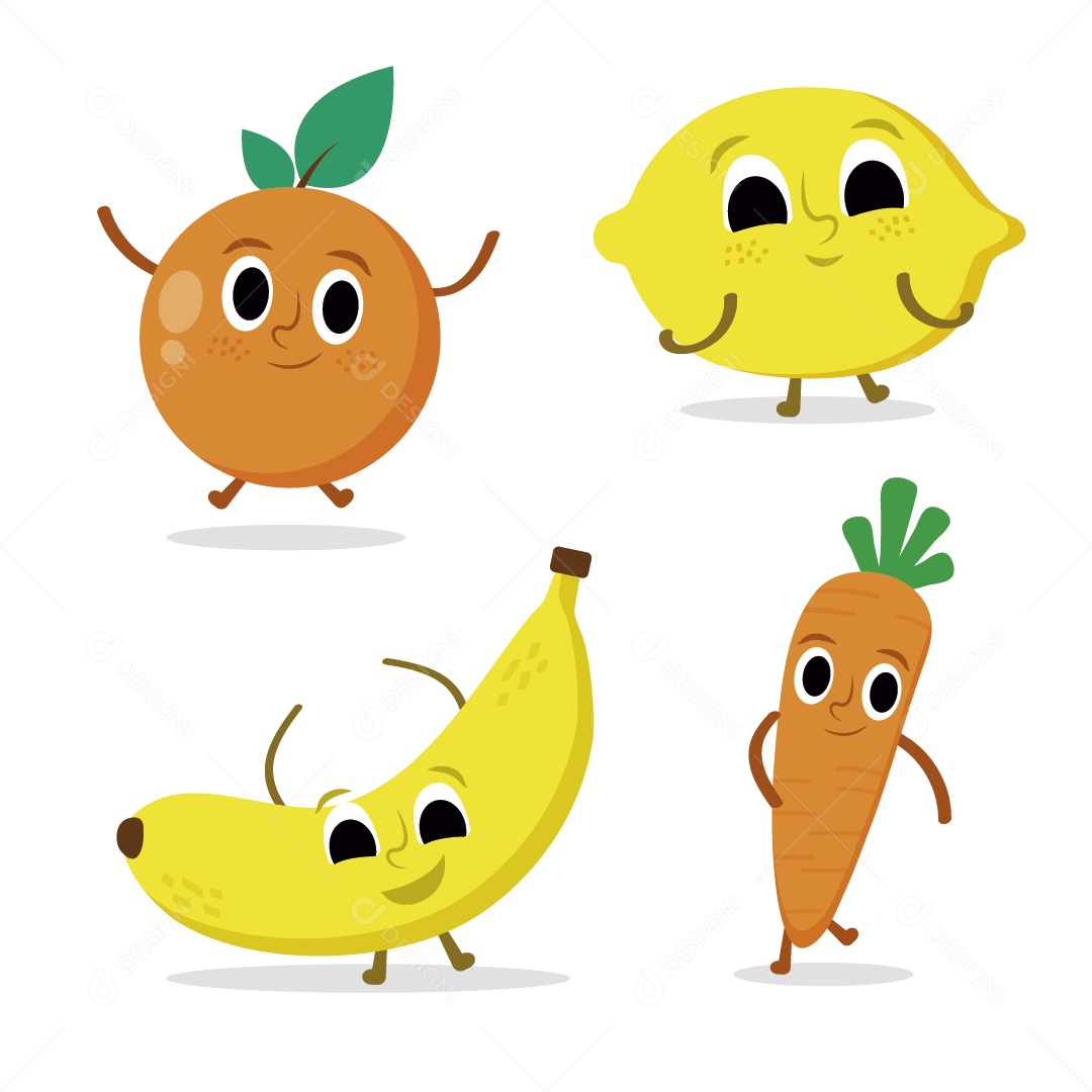 Personagem do Frutas Ilustração Vetor EPS