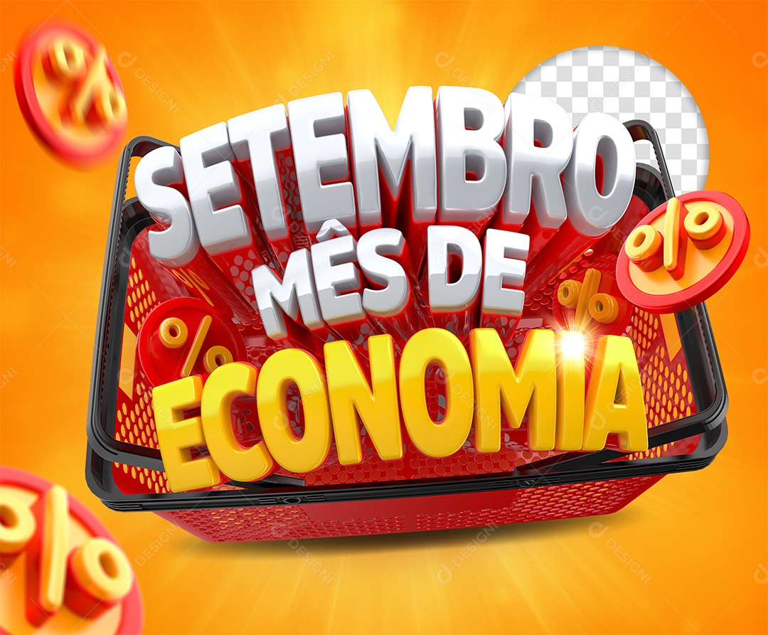 Setembro Mês de  Economia Selo 3D para Composição PSD