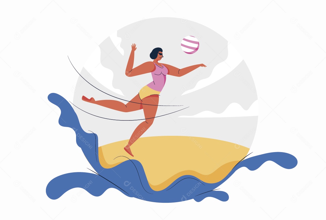 Vôlei de Praia Ilustração Vetor EPS