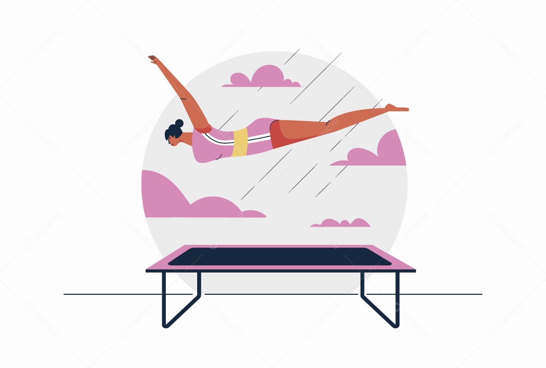 Ginástica de Trampolim Ilustração Vetor EPS