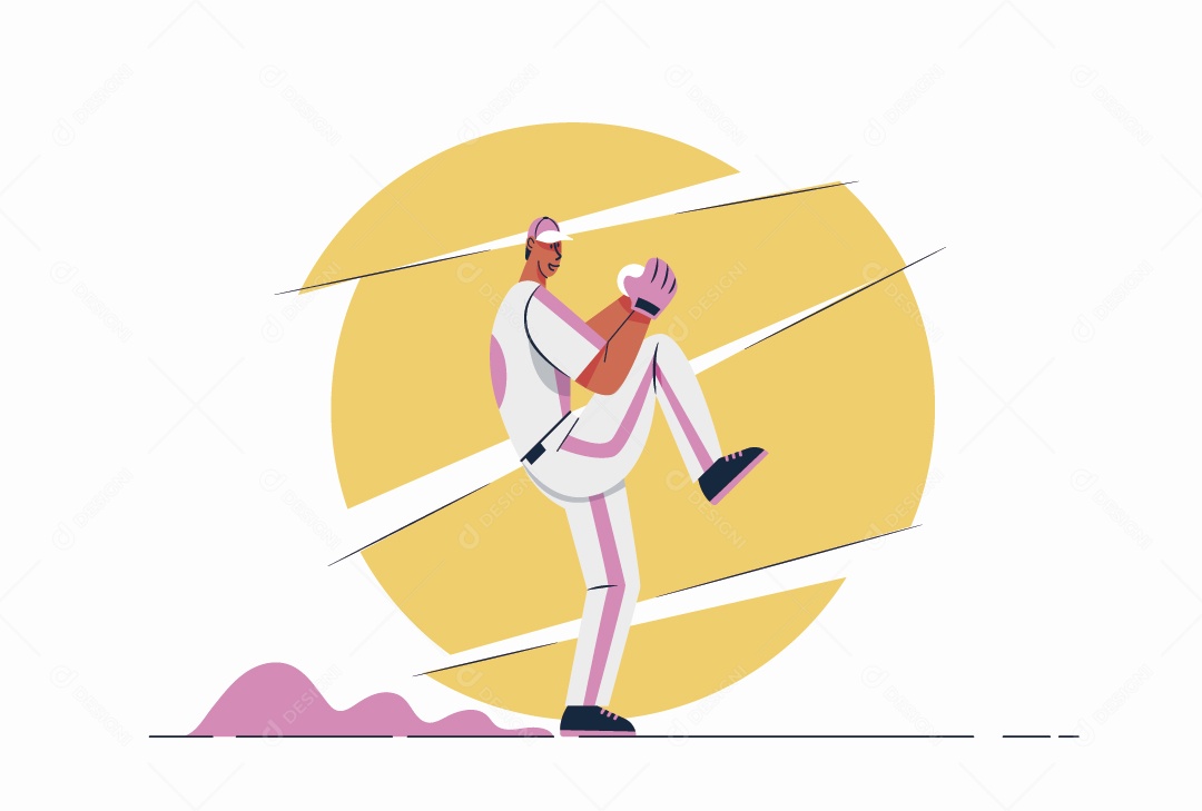 Jogador de Basebol Ilustração Vetor EPS