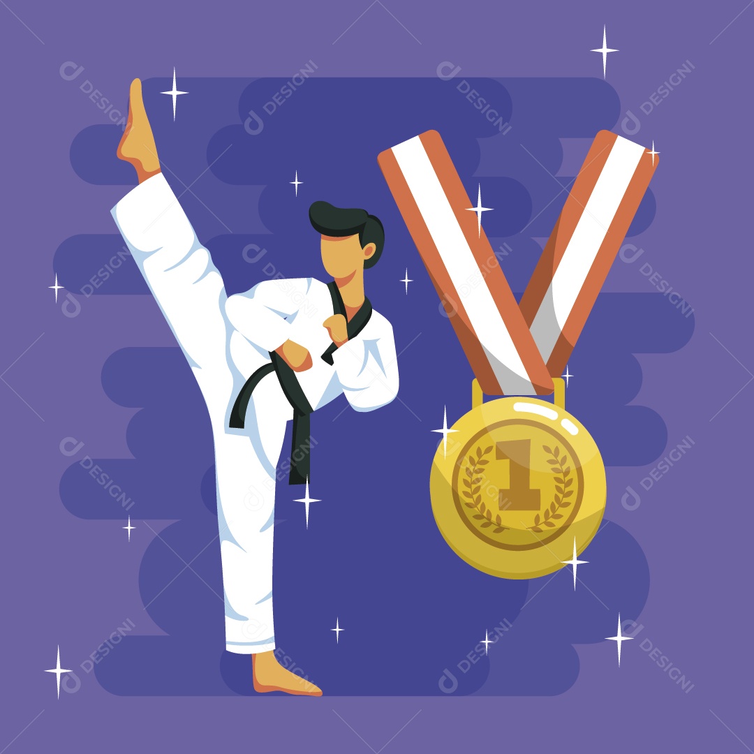 Lutador de Caratê Ilustração Vetor EPS