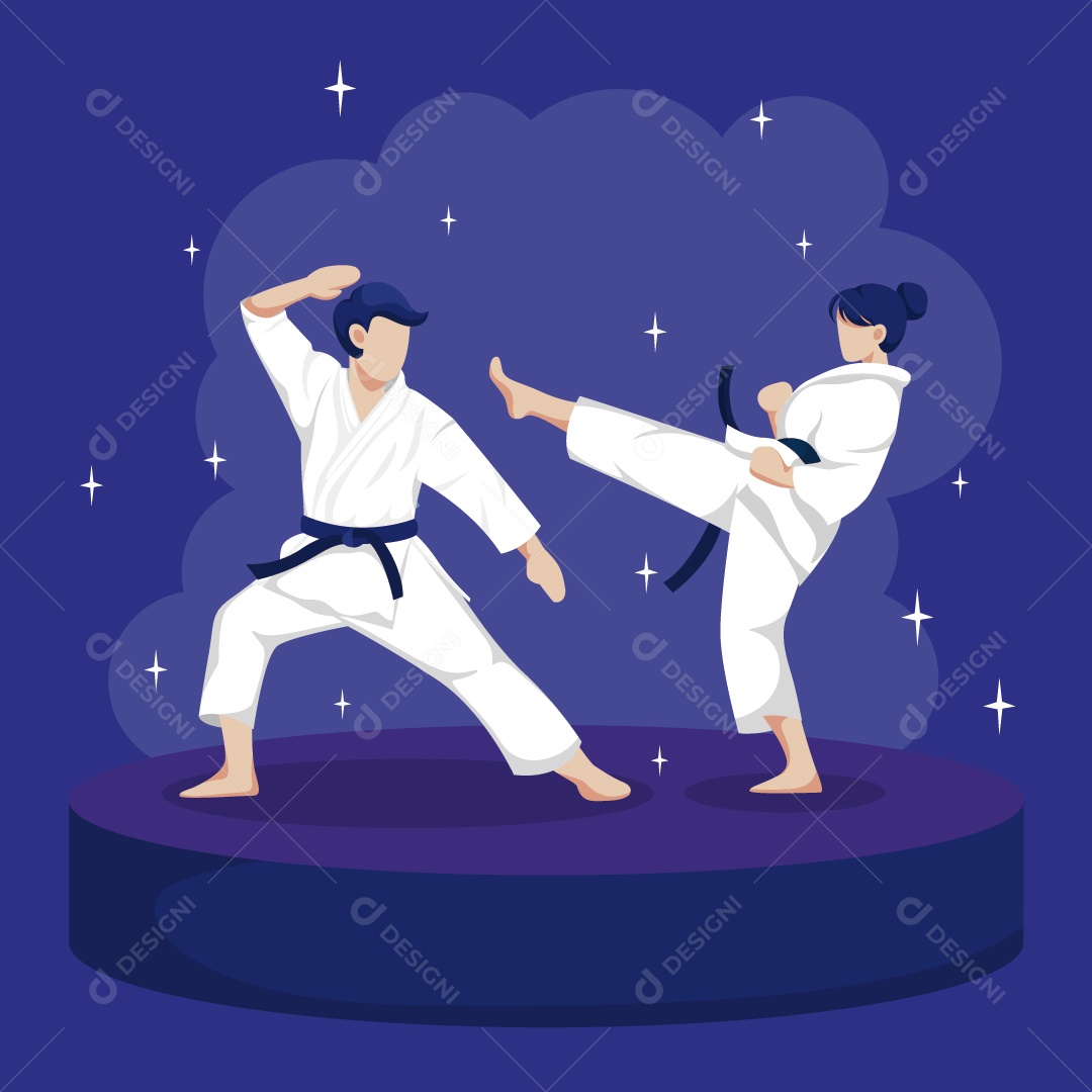 Lutador de Caratê Ilustração Vetor EPS