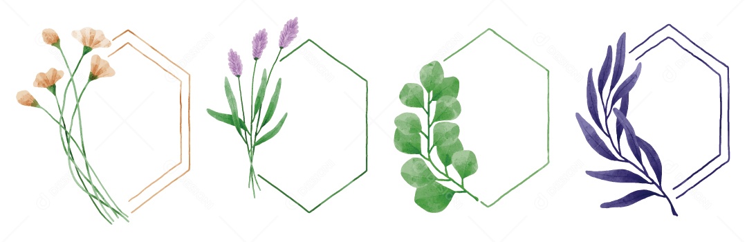 Moldura de Flores e Folhas Ilustração Vetor EPS