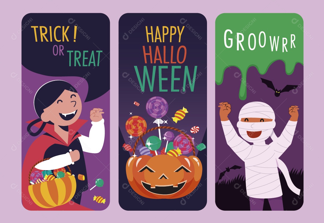 Peonagens do Halloween Vetor EPS