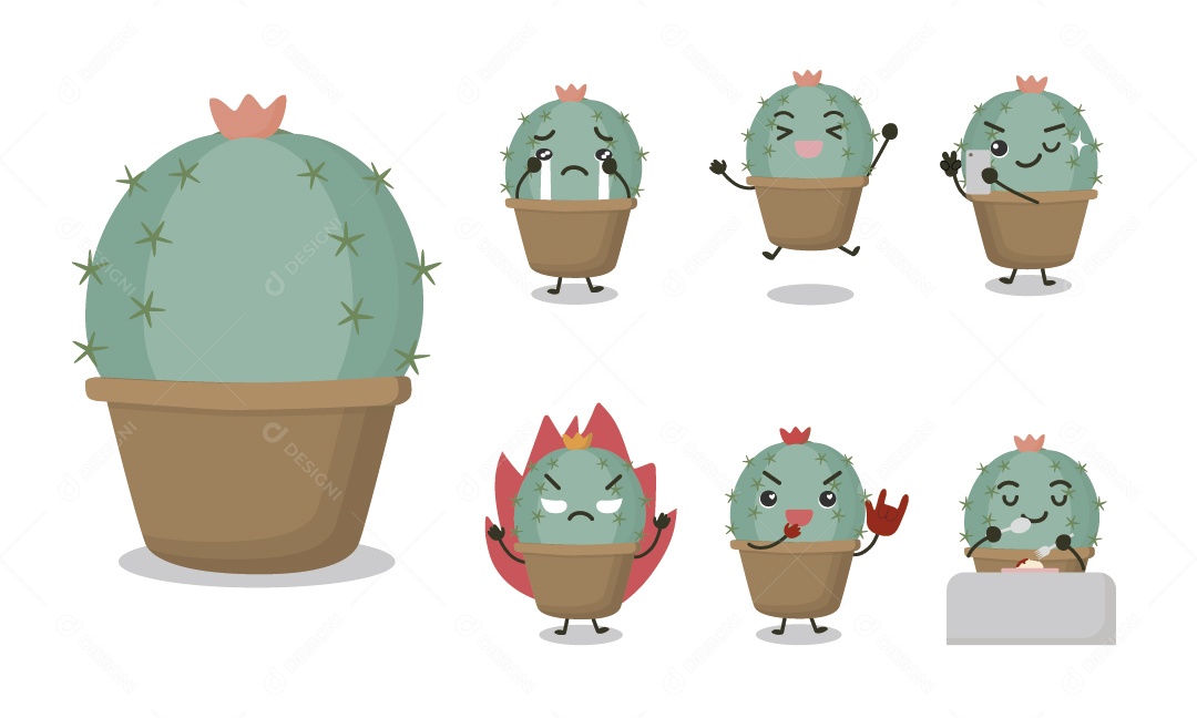 Cacto Personagem Ilustração Vetor EPS