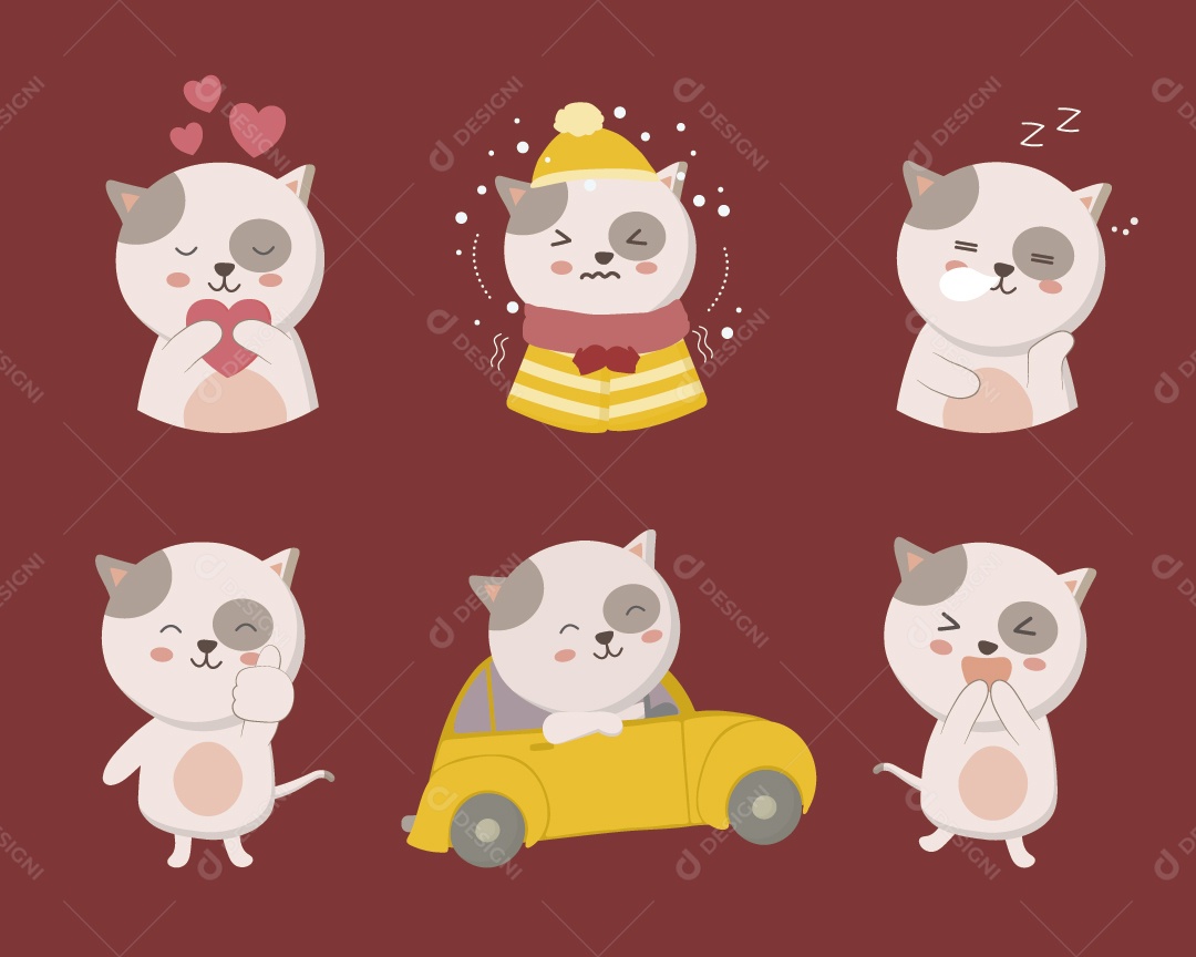 Personagem de Gato Ilustração Vetor EPS