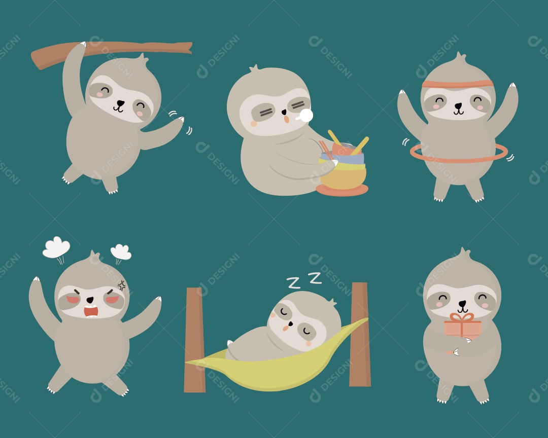 Personagem de Preguiça Ilustração Vetor EPS