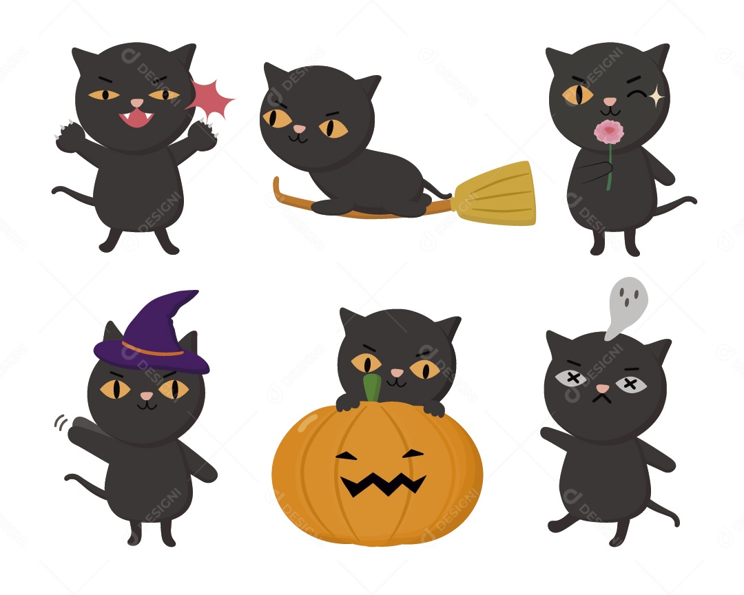 Gato Preto Personagem do Halloween Vetor EPS