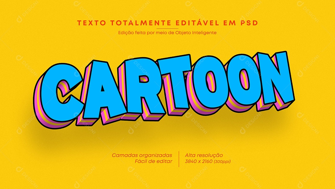 Efeito de Texto Cartoon PSD Editável