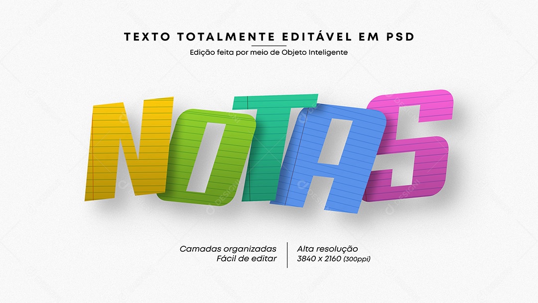 Efeito de Texto Notas PSD Editável