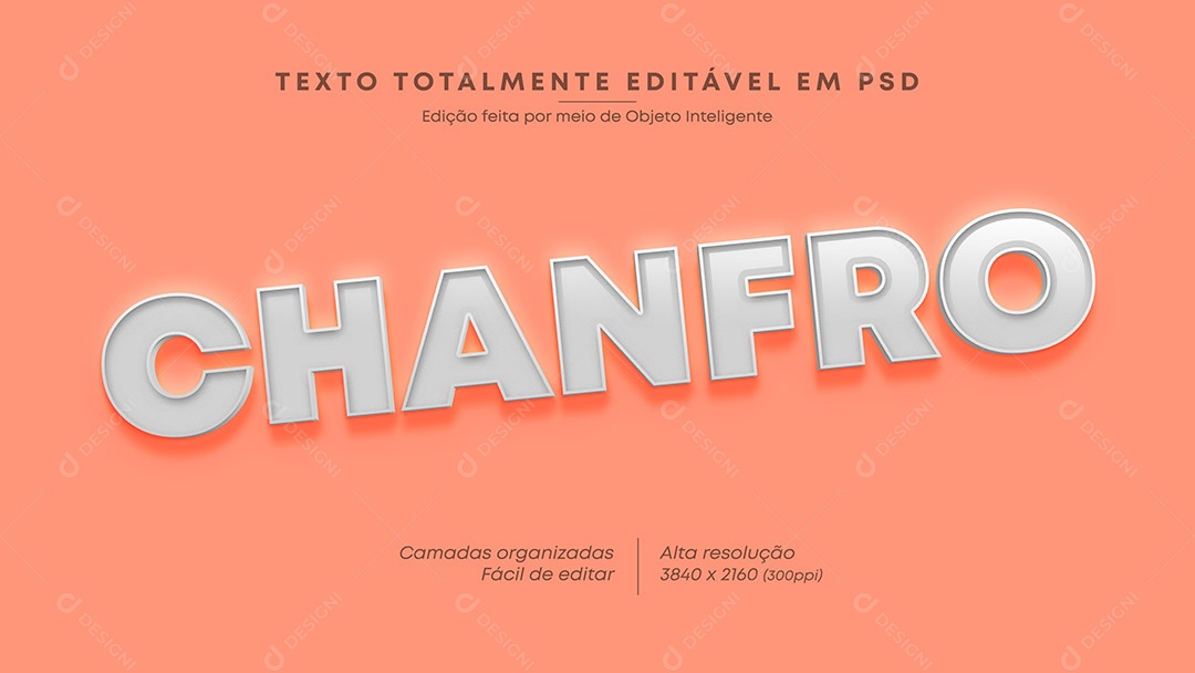 Efeito de Texto Chanfro PSD Editável