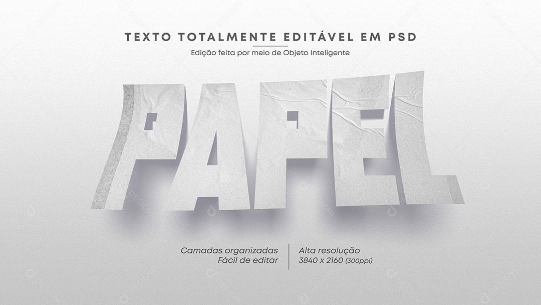 Efeito de Texto Papel PSD Editável