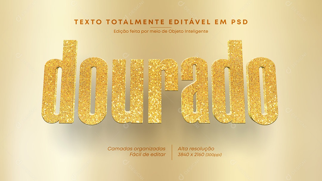 Efeito de Texto Dourado PSD Editável