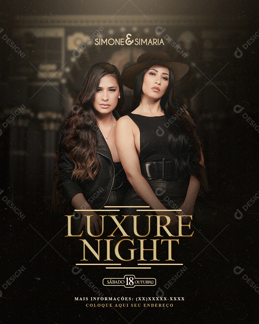 Social Media Flyer Feed Luxure Night Simone e Simaria PSD Editável