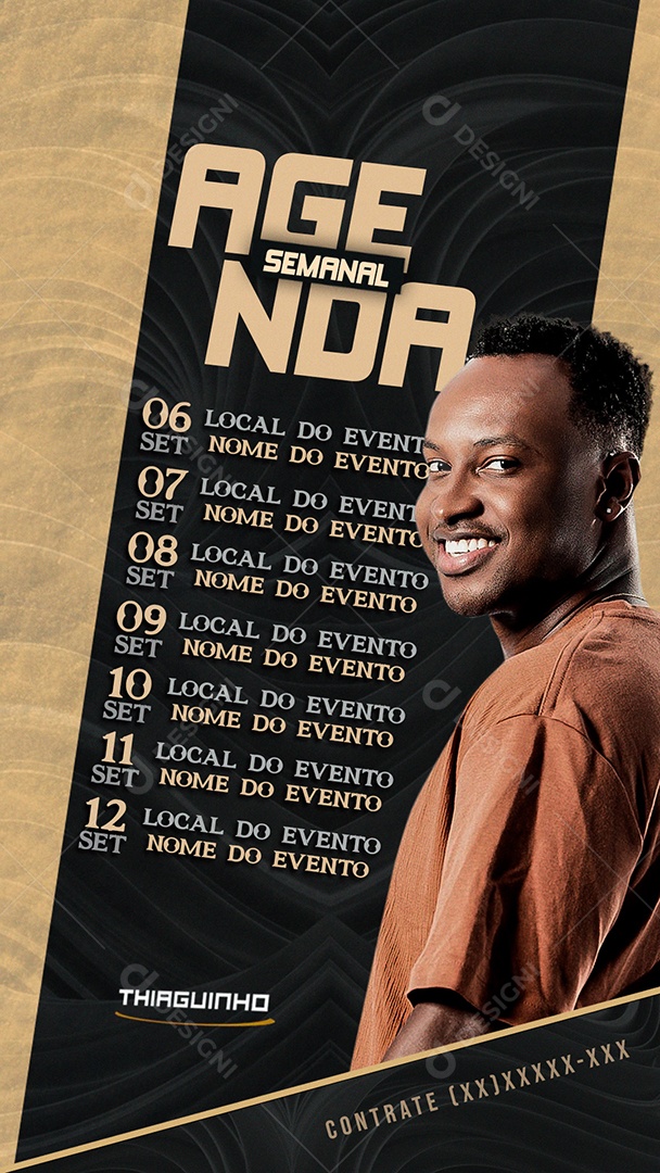 Flyer Story Agenda Semanal Thiaguinho Social Media PSD Editável