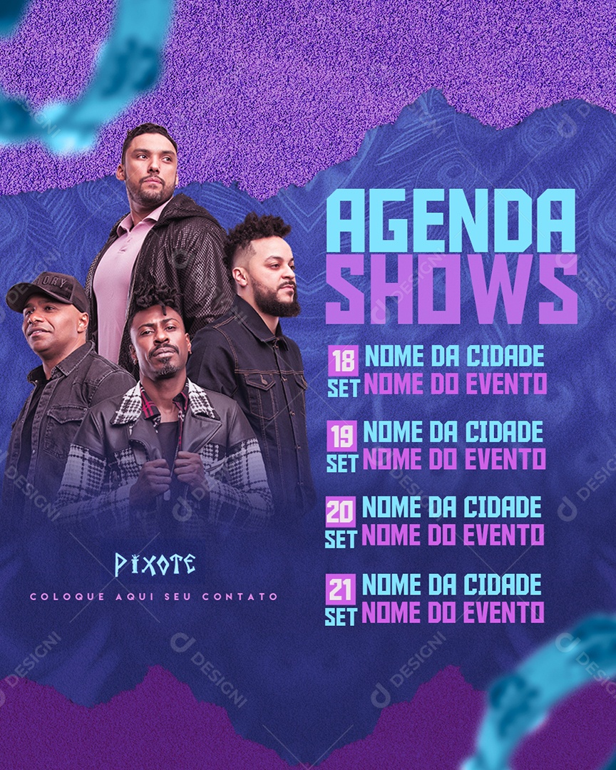 Social Media Flyer Feed Agenda Shows Pixote PSD Editável