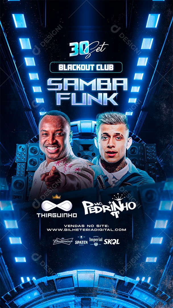 Story Flyer Thiaguinho Mc Pedrinho Blackout Club Samba Funk Social Media PSD Editável