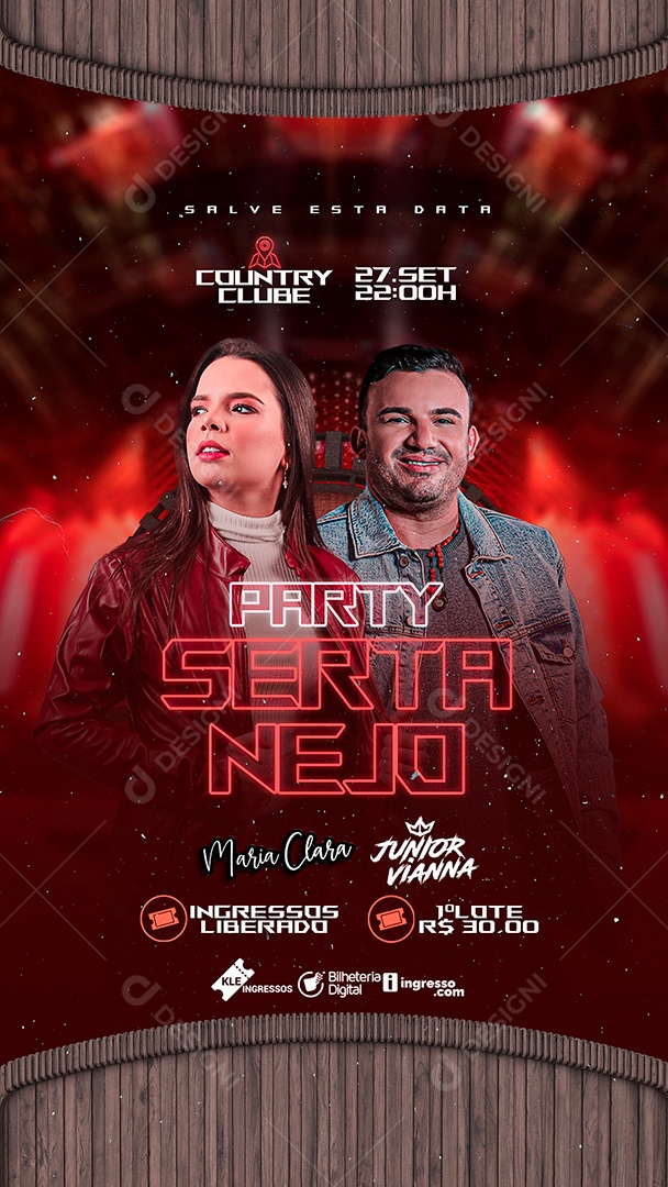 Story Flyer Party Sertanejo Maria Clara Junior Vianna Social Media PSD Editável