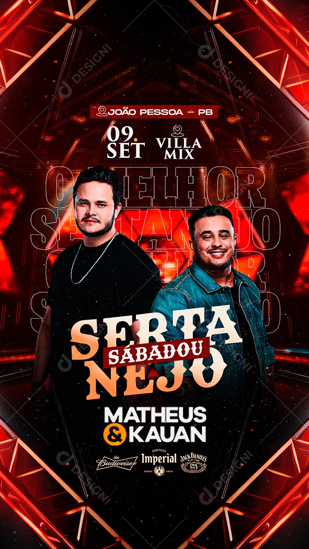 Story Flyer O Melhor Sertanejo Sábadou Matheus & Kauan Social Media PSD Editável