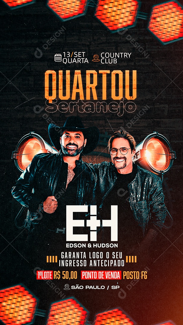 Story Flyer Quartou Sertanejo Edson & Hudson Social Media PSD Editável