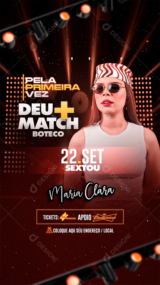 Story Flyer Pela Primeira Vez Deu + Match Maria Clara Social Media PSD Editável