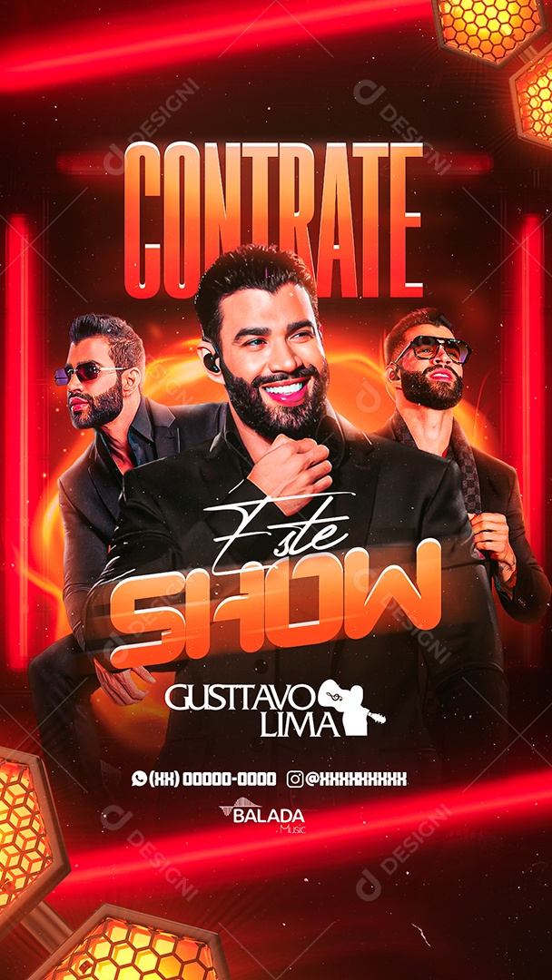 Story Flyer Contrate Este Show Gusttavo Lima Social Media PSD Editável