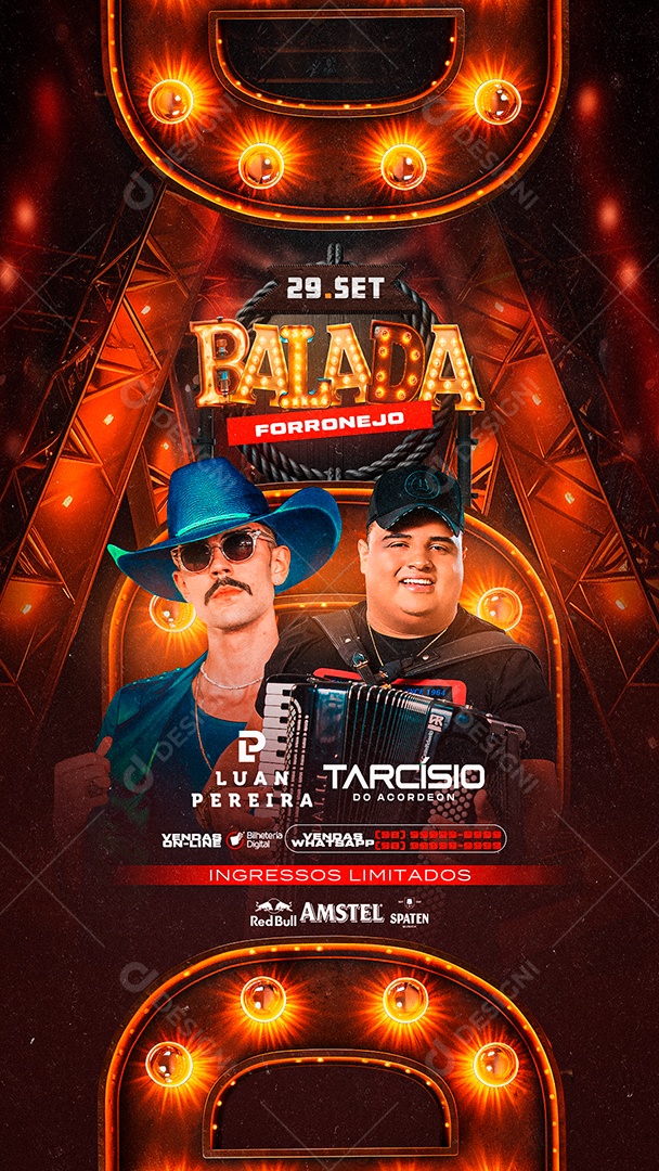Story Balada Forronejo Flyer Luan Pereira Tarcísio Do Acordeon Social Media PSD Editável