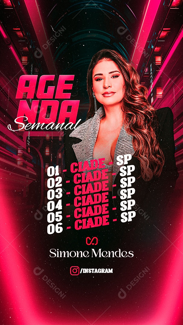 Story Agenda Semanal Flyer Simone Mendes Social Media PSD Editável